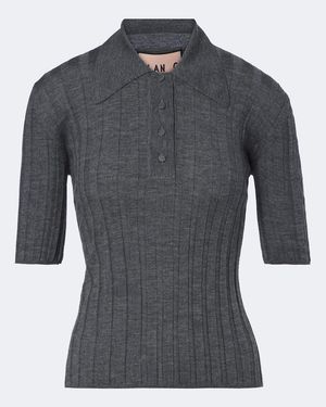Plan C Wool Polo Jumper - Grey