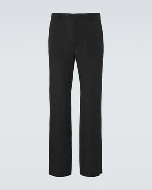 Gucci Silk Satin Georgette Wide-Leg Trousers - Black