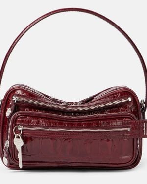 Acne Studios Camero Croc-Effect Leather Shoulder Bag - Red