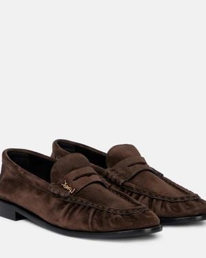 Saint Laurent Le Loafer Suede Penny Loafers - Brown