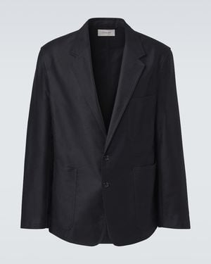 Lemaire Cotton Satin Suit Jacket - Black
