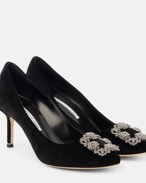 Manolo Blahnik Pumps Hangisi 70 Aus Samt Mit Kristallen - Schwarz