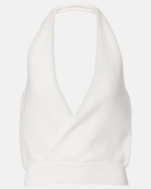 AYA MUSE Halterneck Cotton-Blend Top - White