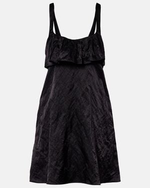 Chloé Ruffled Satin Minidress - Black