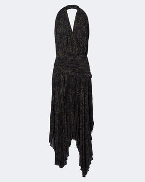 Proenza Schouler Paulina Draped Floral Georgette Midi Dress - Black