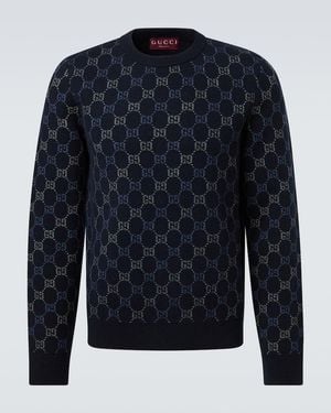 Gucci Pullover Gg Aus Jacquard - Blau