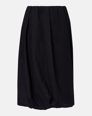Brunello Cucinelli Gathered Cotton-Blend Midi Skirt - Blue