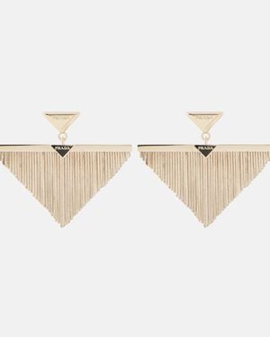 Prada Triangle Embellished Earrings - Natural