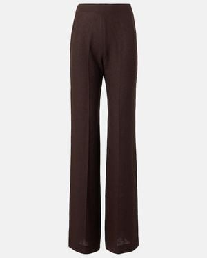 Loro Piana Timi Linen Crepe Flared Pants - Brown