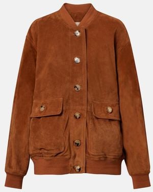 Valentino Caban Suede Bomber Jacket - Brown