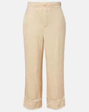 Gucci Gg Silk Jacquard Cropped Wide-Leg Pants - Natural