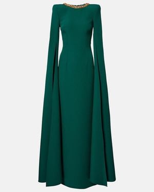 Safiyaa Embellished Crepe Gown - Green
