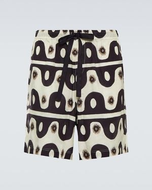 Commas Printed Cotton And Silk Shorts - Black