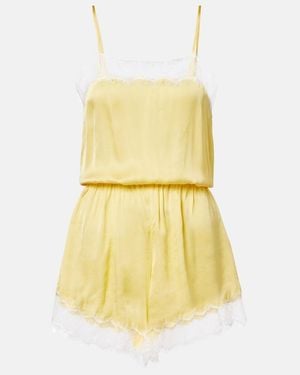 Poupette Playsuit Silvia Aus Satin Mit Spitze - Gelb