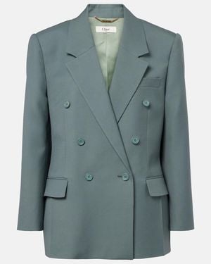Chloé Blazer Cruzado De Lana - Azul