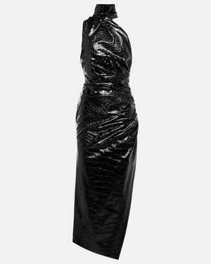 Alaïa Asymmetric Croc-Effect Midi Dress - Black