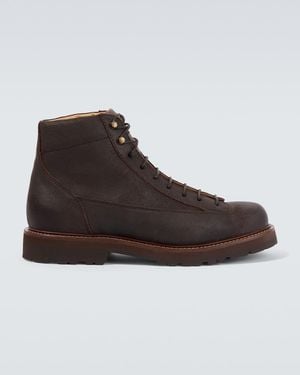 Brunello Cucinelli Leather Lace-Up Boots - Brown