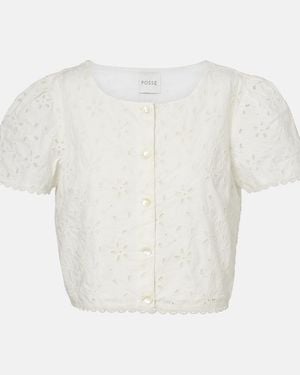 Posse Salma Embroidered Cotton Top - White