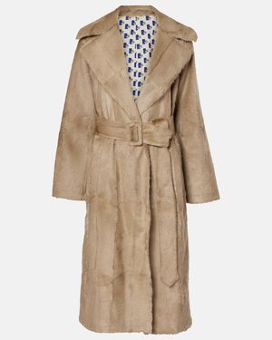 Burberry Shearling Trench Coat - Natural