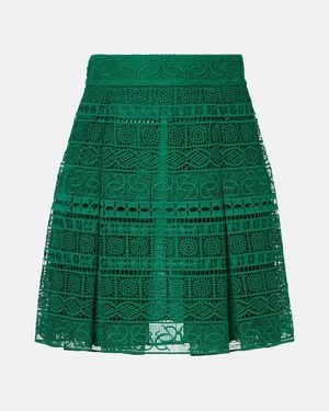 Elie Saab Macrame High-Rise Miniskirt - Green