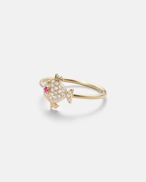 Yvonne Léon Petit Poisson 18Kt Ring With Diamonds And Rubies - White
