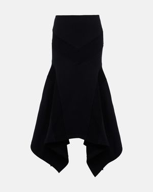 The Attico Cotton Midi Skirt - Black