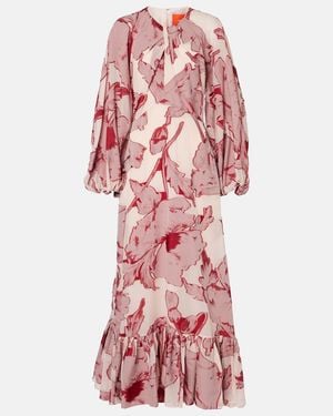 La DoubleJ Eve-Ning Floral Silk-Blend Gown - Red