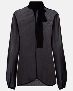 Alaïa Tie-Neck Georgette Blouse - Black