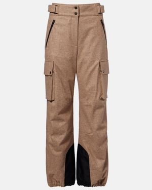 Brunello Cucinelli Virgin Wool Flannel Cargo Trousers - Natural