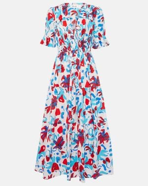 Diane von Furstenberg Avery Floral Cotton-Blend Maxi Dress - Blue