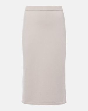 Max Mara Alice Wool-Blend Midi Skirt - White