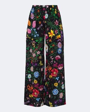 Gucci Flora Silk Twill Palazzo Trousers - Multicolour