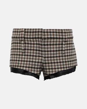 Miu Miu Houndstooth Virgin Wool Shorts - Grey