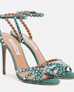Aquazzura High-Heeled Sandals With Reflective Embellishments - Blue