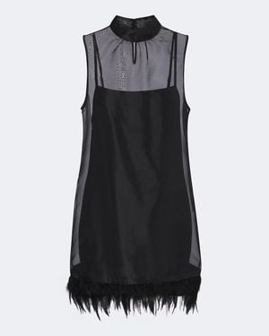 STAUD Minikleid Albee Aus Seide Mit Federn - Schwarz