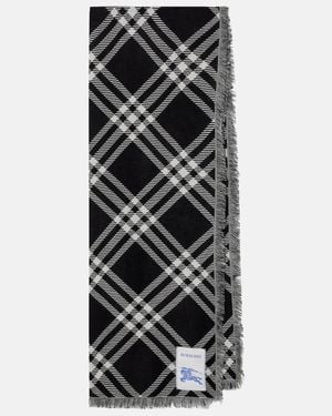 Burberry Schal Check Aus Wolle Und Seide - Schwarz