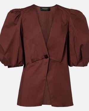Adriana Degreas Cotton-Blend Top - Brown
