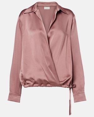 Dries Van Noten Satin Wrap Top - Pink
