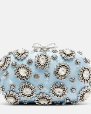Self-Portrait Clutch De Saten Con Cristales - Azul