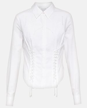 Marine Serre Regenerated Household Linen Shirt - Women's - Viscose/acetate/cotton/spandex/elastane - White
