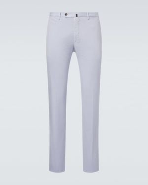Slowear Cotton And Silk Slim Trousers - Blue