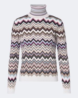 Missoni Zigzag Turtleneck Jumper - White