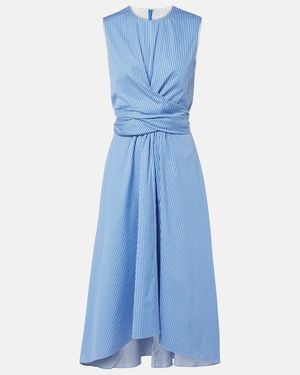 Altuzarra Penny Draped Striped Cotton Midi Dress - Blue