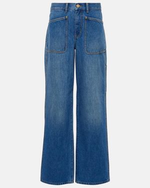 Tory Burch High-Rise Cargo-Jeans - Blau