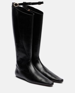 Tory Burch Twisted Leather Knee-High Boots - Black