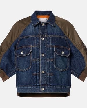 Sacai Denim And Twill Jacket - Blue