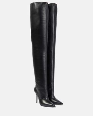 David Koma Leather Over-The-Knee Boots - Black