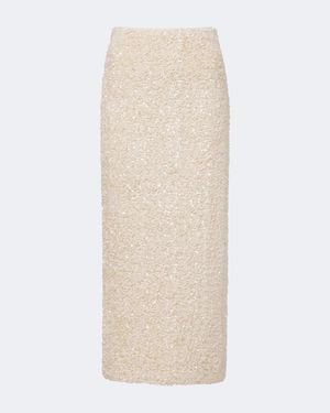 Vince Sequined Velvet Midi Skirt - Natural