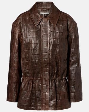 Emilia Wickstead Norcutt Croc-Effect Leather Jacket - Brown