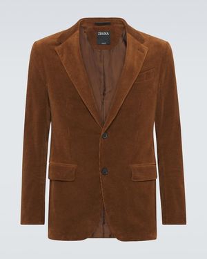 ZEGNA Cotton And Cashmere Corduroy Blazer - Brown